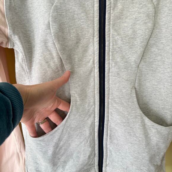 Lululemon On The Daily Hoodie French Terry Jacket Women S 6 Heathered White Pink - Picture 9 of 13
